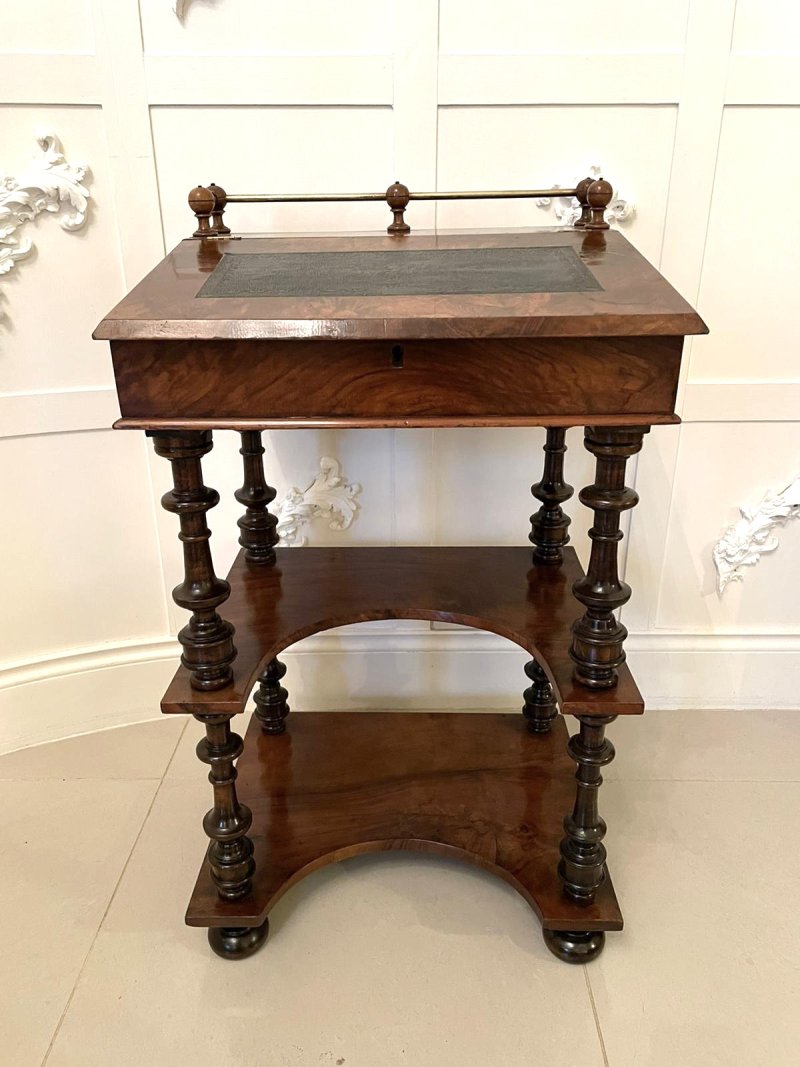 Unusual Antique Victorian Free Standing Walnut Ladies Davenport